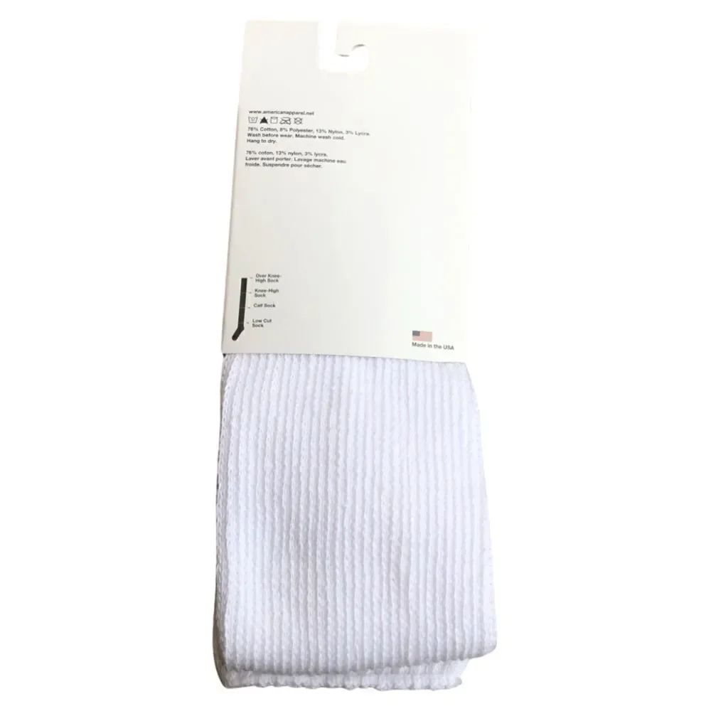 American Apparel Brand New 2000s Y2K White Vintage Deadstock Thigh High Socks